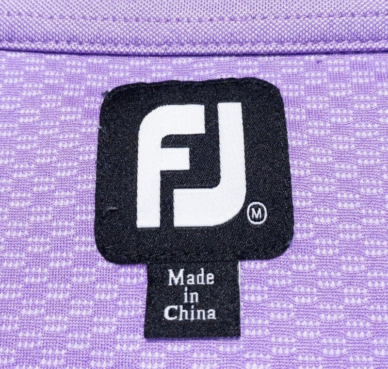 FootJoy Golf Polo Medium Men's Purple Check Wicking Stretch Performance