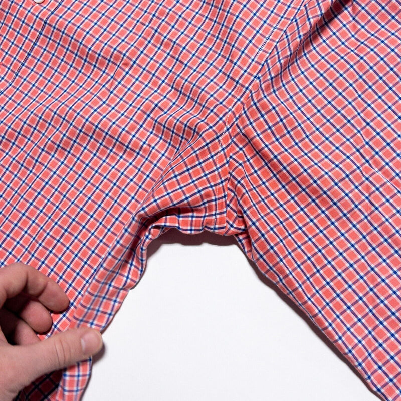 Spier & Mackay Dress Shirt Men's 15.5/34 Slim Fit Plaid Pink Blue Long Sleeve