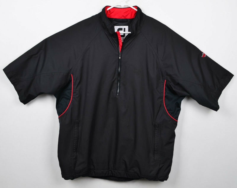 FootJoy Men's Large DryJoys Tour Collection Black Red Half Zip Windshirt Jacket