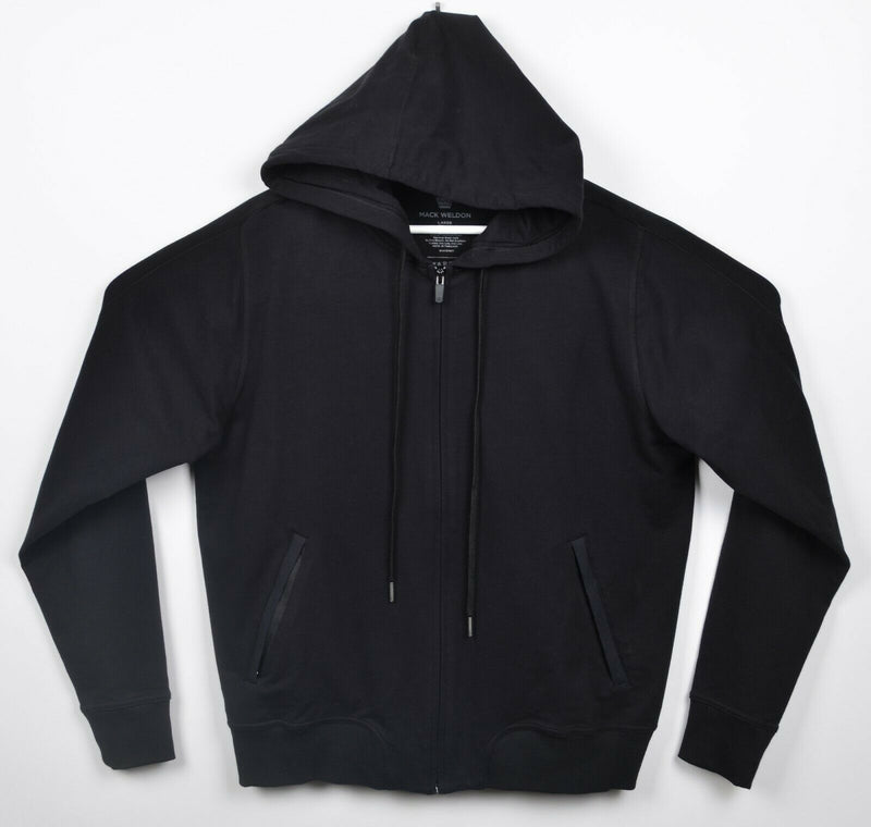 Mack Weldon Men's Large Solid Black Cotton Spandex Full Zip Hoodie Sweatshirt