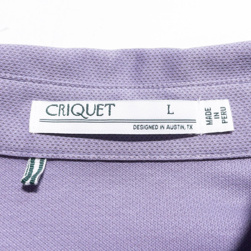 Criquet Long Sleeve Polo Men's Large Purple Pima Cotton Blend Lavendar Preppy