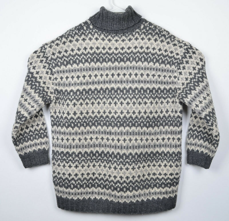 Banana Republic Men's Large 100% Wool Hand Knit Fair Isle Turtleneck Sweater
