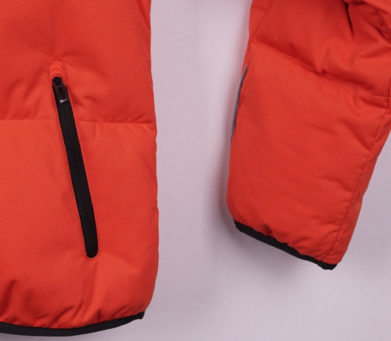 Adidas Kid's XL Orange Duck Down Full Zip Hooded Logo Reflective Puffer Jacket