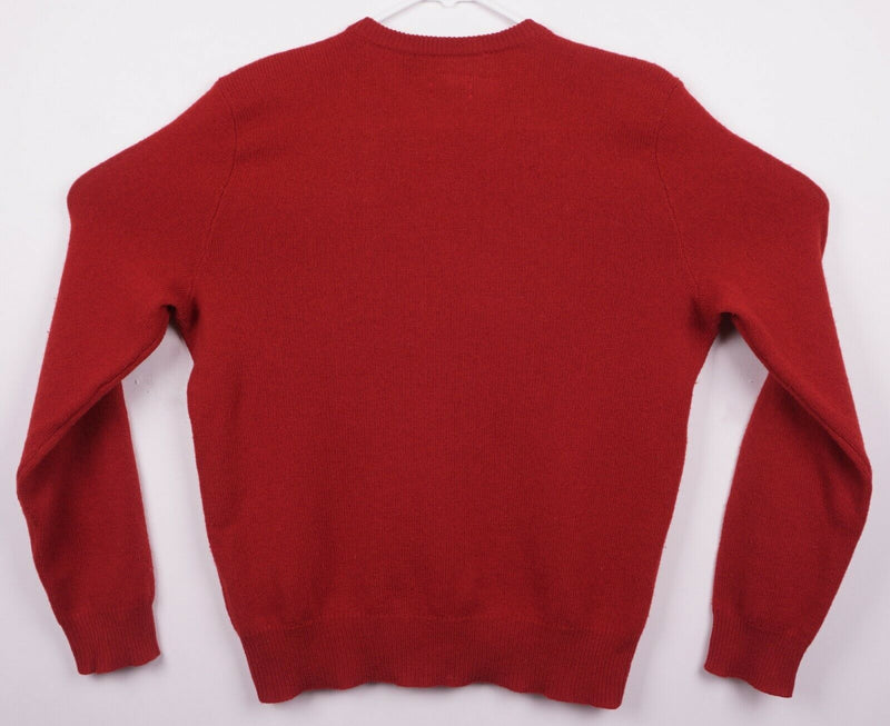 Vintage Polo Ralph Lauren Men's Small 100% Lambswool Solid Red V-Neck Sweater
