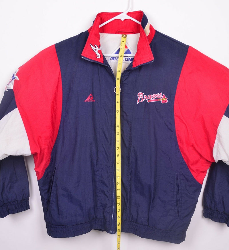 Vintage 90s Atlanta Braves Men's XL Navy Red Big Logo Puffer Jacket by Apex One