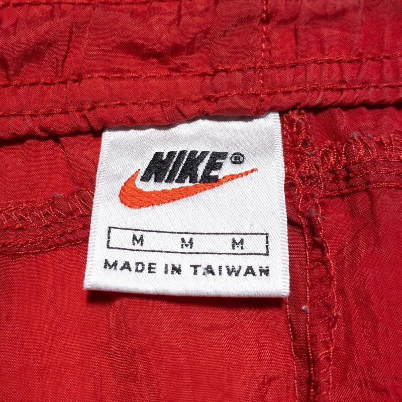 Vintage Nike Windbreaker Pants Men Medium 90s Nike Swoosh Solid Red Swishy Track