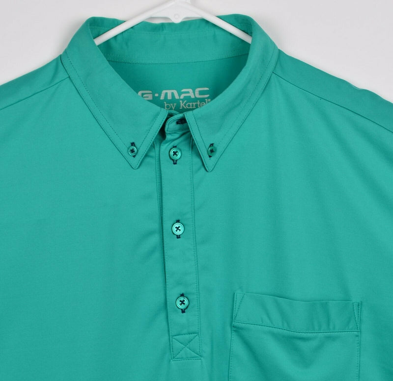 G-Mac by Kartel Men's Large Teal Green Pocket Polyester Blend Golf Polo Shirt