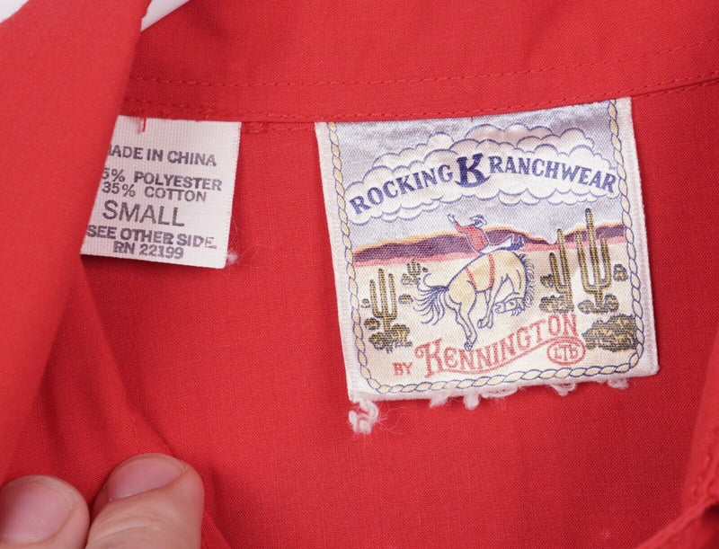 Rocking K Ranchwear Men's Sz Small Embroidered Red Pearl Snap Kennington Shirt