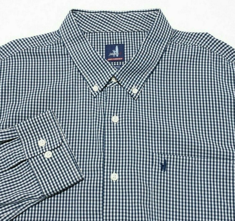 Johnnie-O Prep-Formance Men's 3XL Nylon Wicking Long Sleeve Blue Check XXXLarge