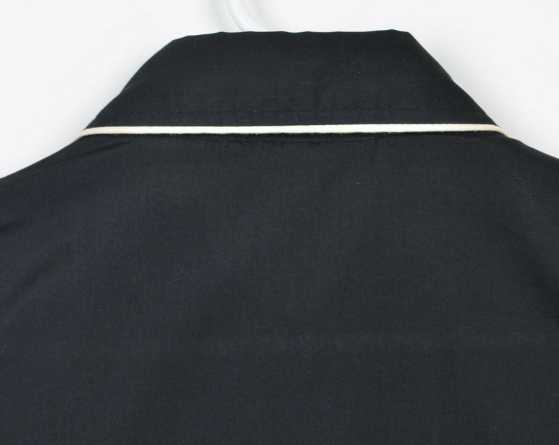 Vintage 70s Paul Howard Men's Large Bib Western Rodeo Black Piped Shirt