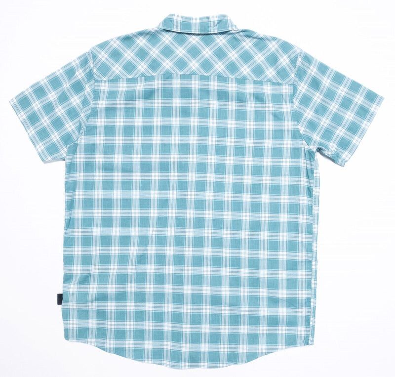 Patagonia Men's Lightweight Bluffside Shirt Large Teal Blue Plaid Short Sleeve