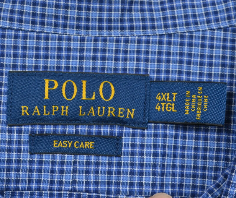 Polo Ralph Lauren Men's 4XLT Tall EasyCare Blue Plaid Pony Button-Front Shirt
