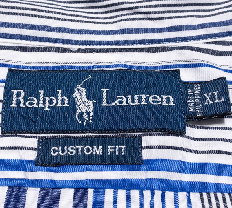 Polo Ralph Lauren Shirt Men's XL Striped Blue White Button-Down Long Sleeve