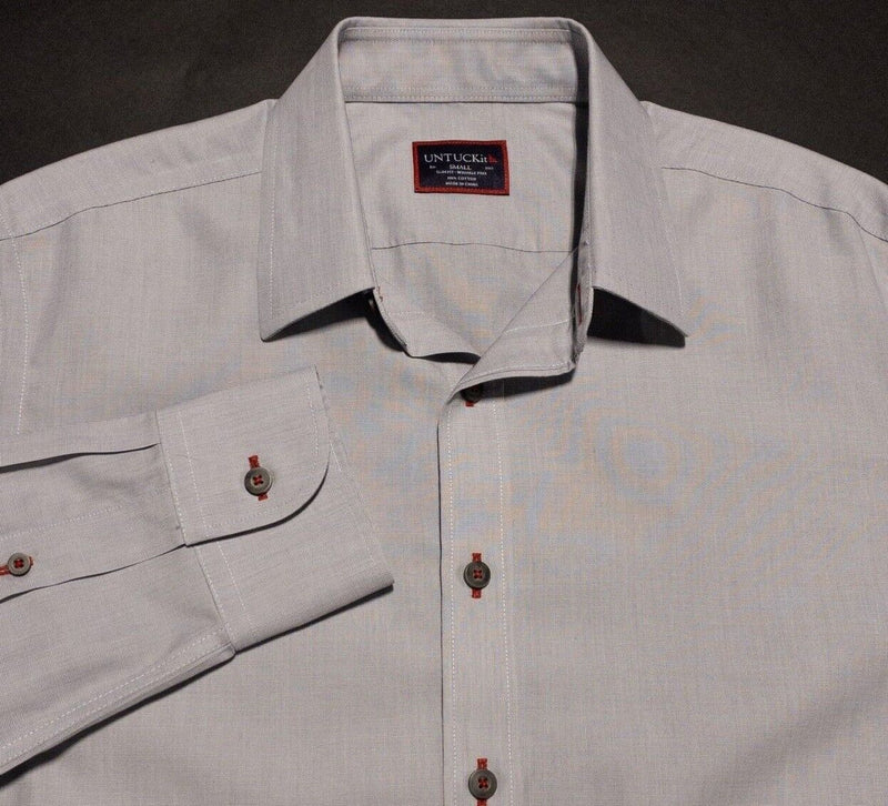 UNTUCKit Shirt Men's Small Slim Fit Wrinkle Free Long Sleeve Solid Gray Casual