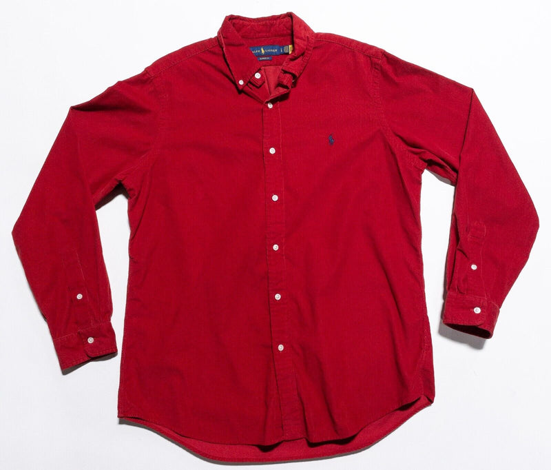 Polo Ralph Lauren Corduroy Shirt Men's Large Classic Fit Red Button-Down Preppy