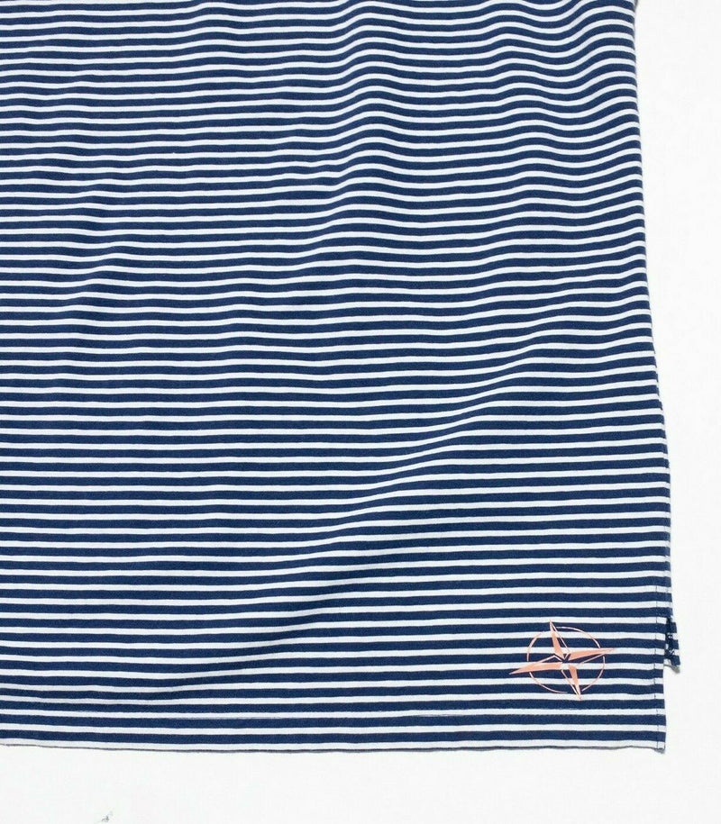 B. Draddy Medium Polo Shirt Golf Men's Colorblock Striped Blue Navy Short Sleeve