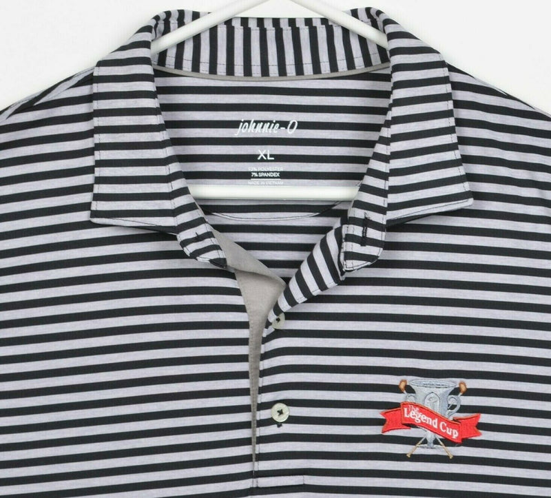 Johnnie-O Prep-Formance Men's XL Black Gray Striped Wicking Golf Polo Shirt