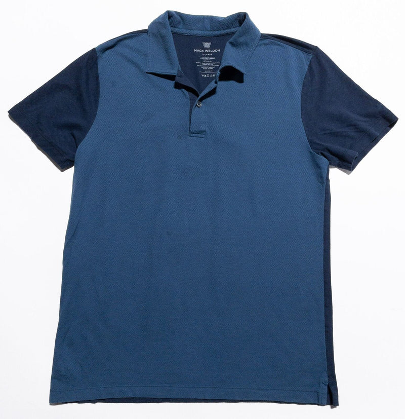 Mack Weldon Polo Men's XL Blue Colorblock Combed Cotton Short Sleeve