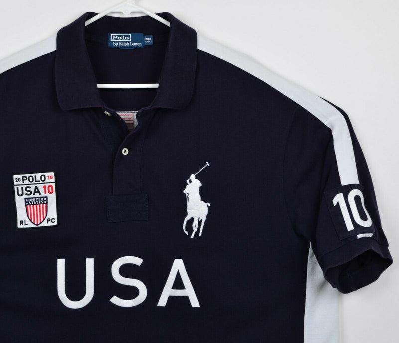 Polo Ralph Lauren Men's Sz 2XLT Tall Team USA 10 Olympics Navy Blue Polo Shirt