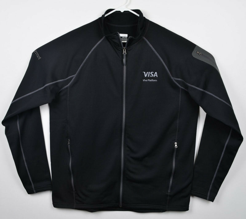 Marmot Men's 2XL Visa Platform Embroidered Black Full Zip Stretch Fleece Jacket
