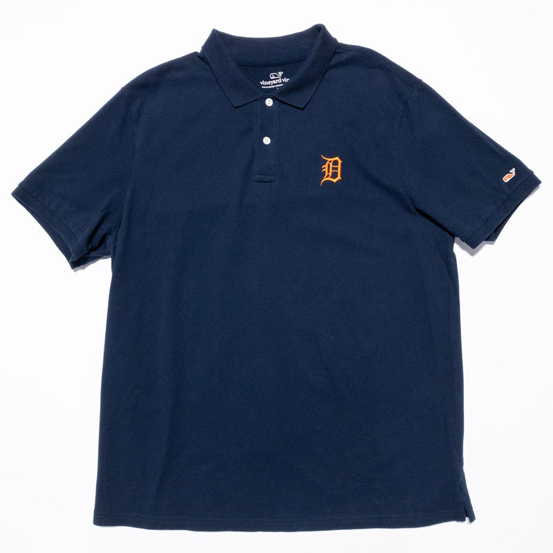 Detroit Tigers Vineyard Vines Polo Shirt Men's Large Stretch Pique Polo Blue