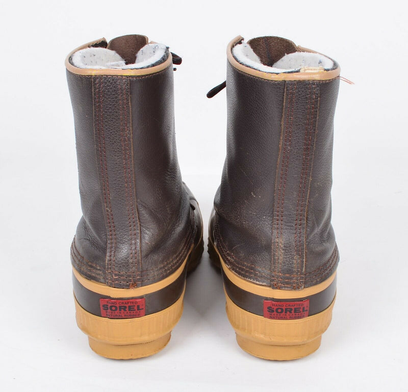 Sorel Kaufman Men's US 11 Waterproof Lined Leather Rubber Work Brown Duck Boots