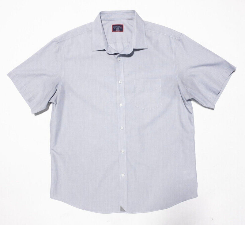 UNTUCKit Large Wrinkle Free Shirt Men's Gray Short Sleeve Button-Front Recolte