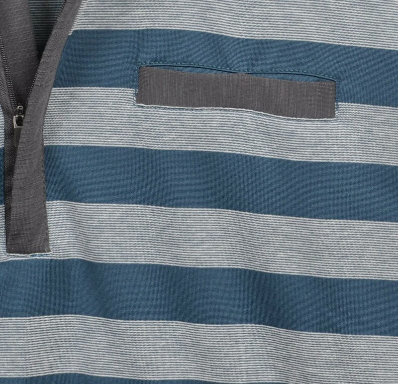 Club Ride Men's Medium 1/4 Zip Blue Gray Striped Cycling Casual Shirt