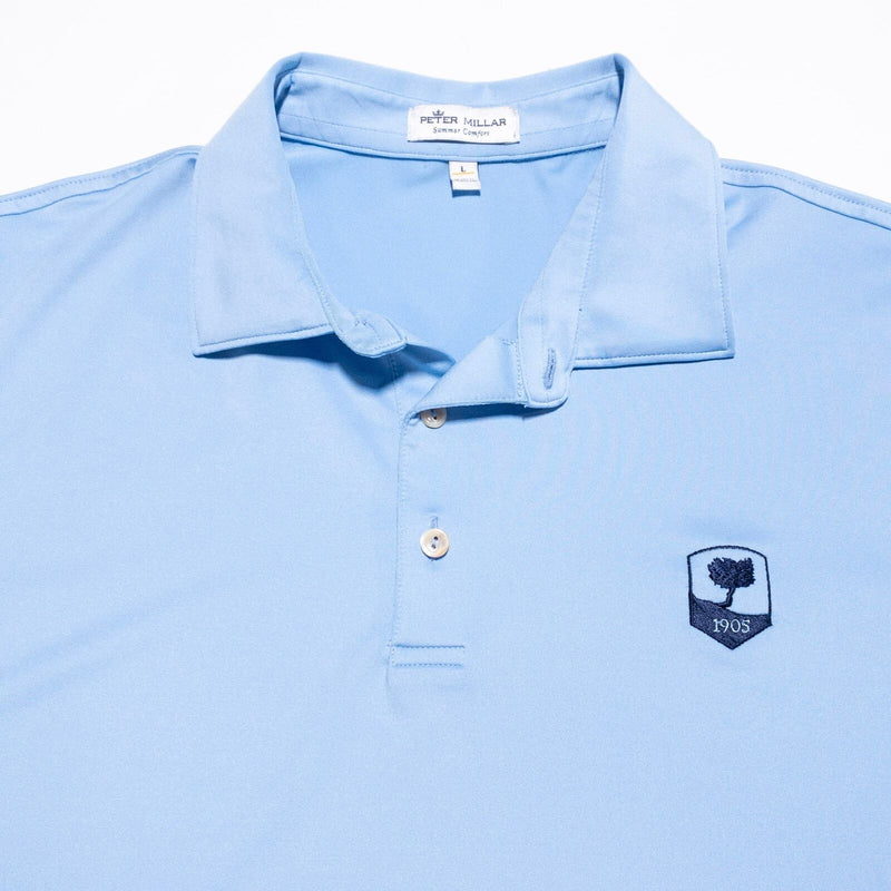 Peter Millar Summer Comfort Golf Polo Men's Large Solid Light Blue Shirt Wicking