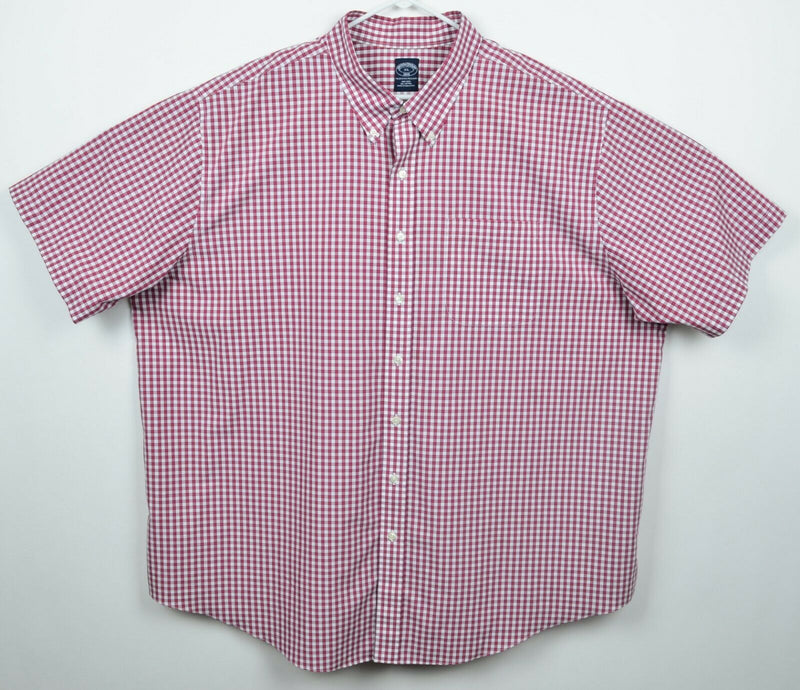Brooks Brothers Men's Sz 3XL Non-Iron Red Plaid Button-Down Short Sleeve Shirt