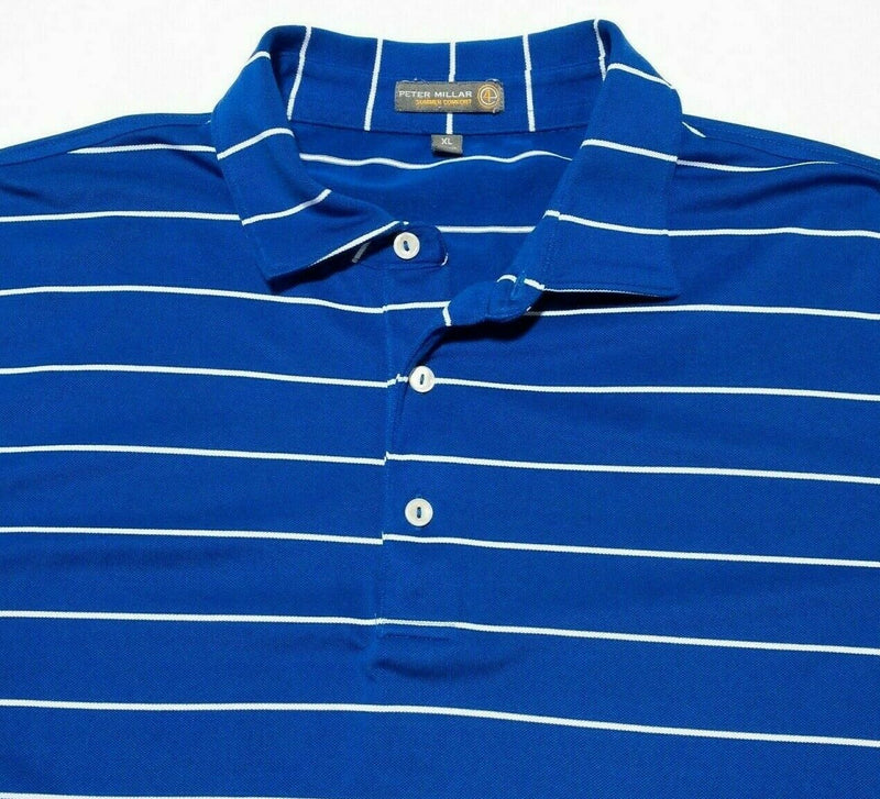 Peter Millar Summer Comfort XL Men's Golf Polo Wicking Blue Striped Performance