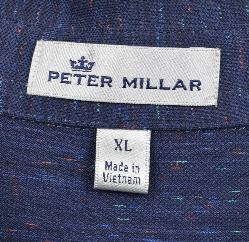 Peter Millar Men Sz XL Crown Sport Navy Blue Polyester Blend Golf Polo Shirt