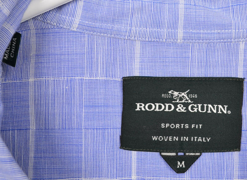 Rodd & Gunn Men's Medium Sports Fit Blue Check Woven in Italy Button-Front Shirt