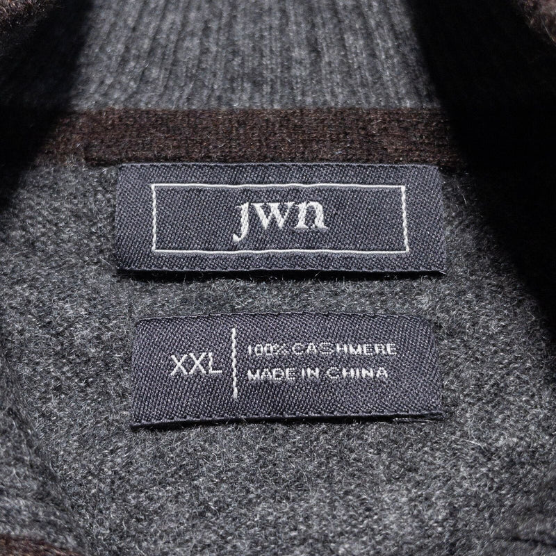 John W Nordstrom JWN Cashmere Sweater Men's 2XL 1/4 Zip Pullover Brown Knit