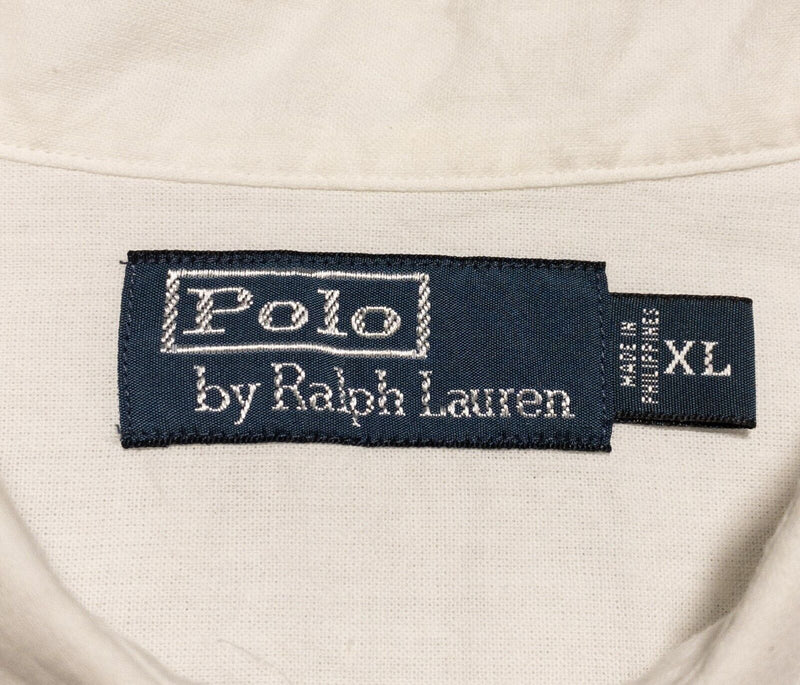 Polo Ralph Lauren Shirt Men's XL Long Sleeve Two Pocket Solid White Button-Front