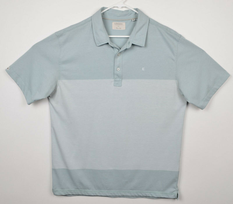 Linksoul Men's Sz XL Seafoam Green Striped Luxury Cotton Golf Polo Shirt