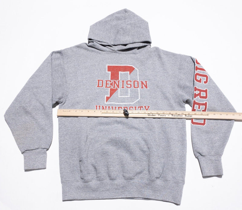 Denison University Hoodie Men's Medium Vintage 90s Cotton Exchange Gray Big Red