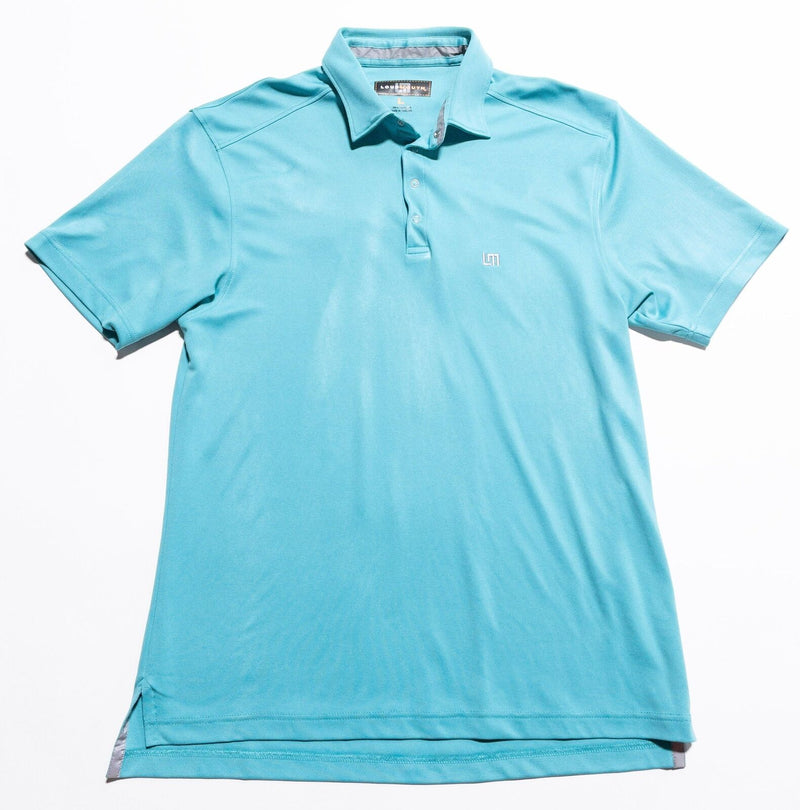 Loudmouth Golf Polo Shirt Men's Large Wicking Solid Aqua Blue Short SLeeve