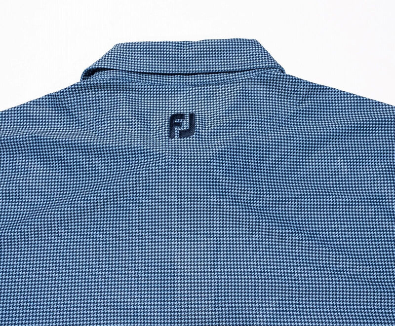 FootJoy Houndstooth Shirt Large Men's Golf Heather Lisle Self Collar Blue