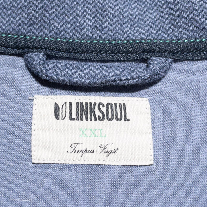 Linksoul Sweater Men's 2XL Full Zip Blue Cotton Nylon Blend Golf Casual