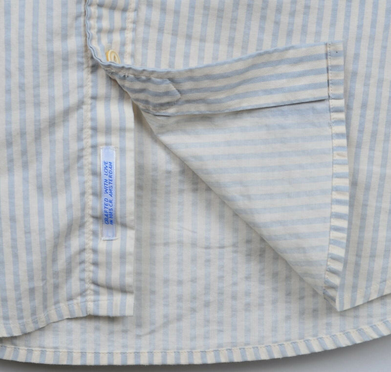 Scotch & Soda Men's Sz Medium Floral Striped Palm Long Sleeve Button-Front Shirt