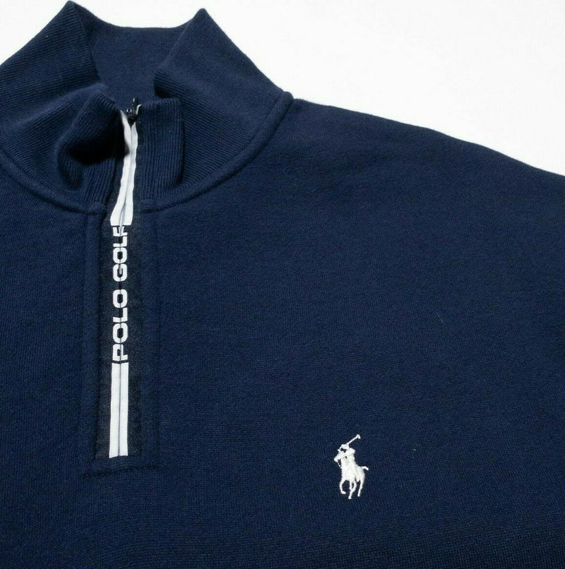 Polo Golf Ralph Lauren Solid Navy Blue 1/4 Zip Cotton Blend Sweater Men's Small