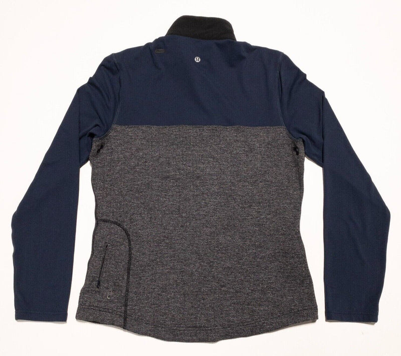 Lululemon Women's Fits 8/10 Jacket 1/4 Zip Gray Blue Wicking Stretch Back Pocket