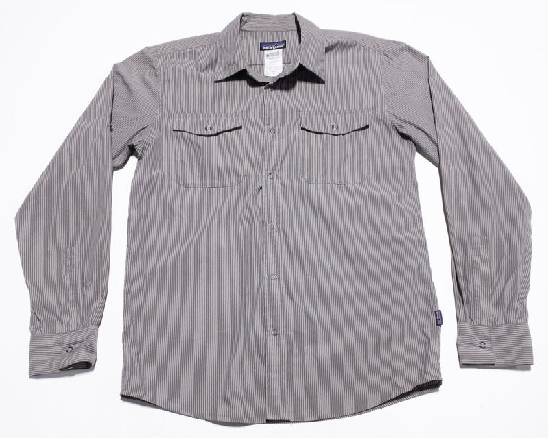 Patagonia El Ray Shirt Men's Small Nylon Blend Wicking Gray Stripe 54065