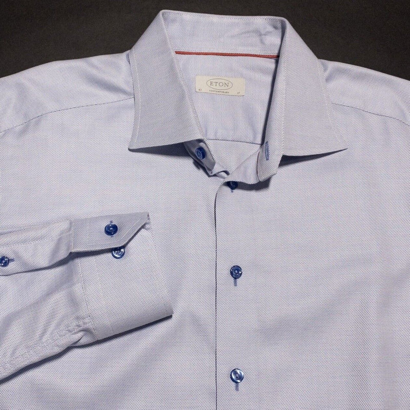 Eton Shirt 17 43 Contemporary Men's Dress Shirt Blue/White Long Sleeve