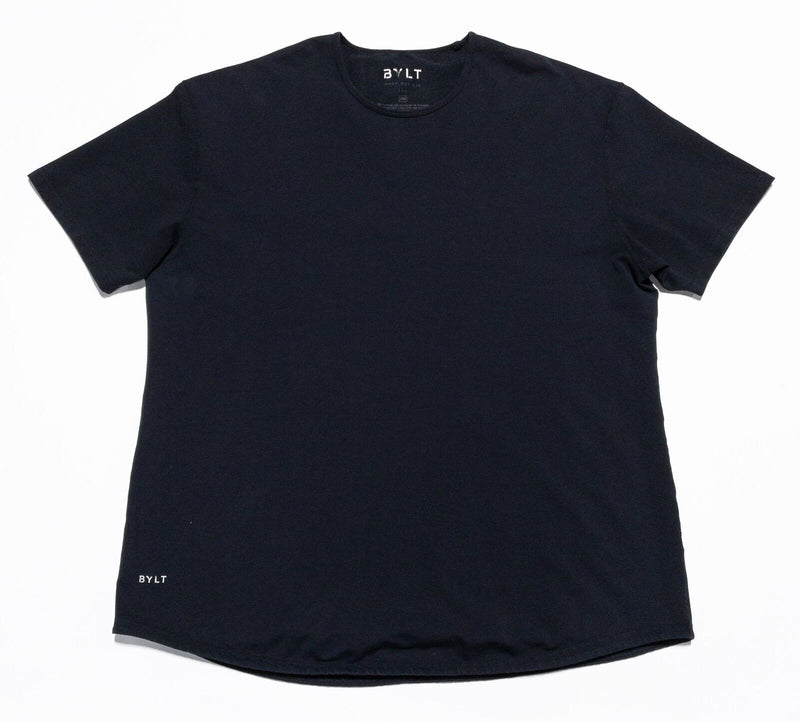 BYLT Drop Cut Lux T-Shirt Men's 2XL Short Sleeve Wicking Stretch Solid Black