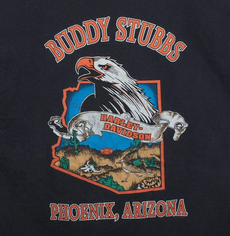 Vintage 90s Harley-Davidson Men's Large Dragon Eagle Double-Sided T-Shirt