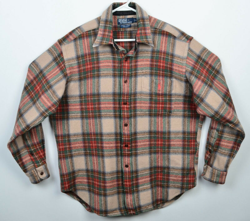 Polo Ralph Lauren Men's Large 100% Wool Plaid Lowell Sport Heavy Flannel Shirt