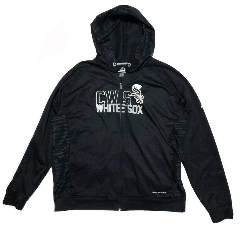 Chicago White Sox Majestic Therma Base Hooded Jacket Black Men 2XL ZIP BROKEN