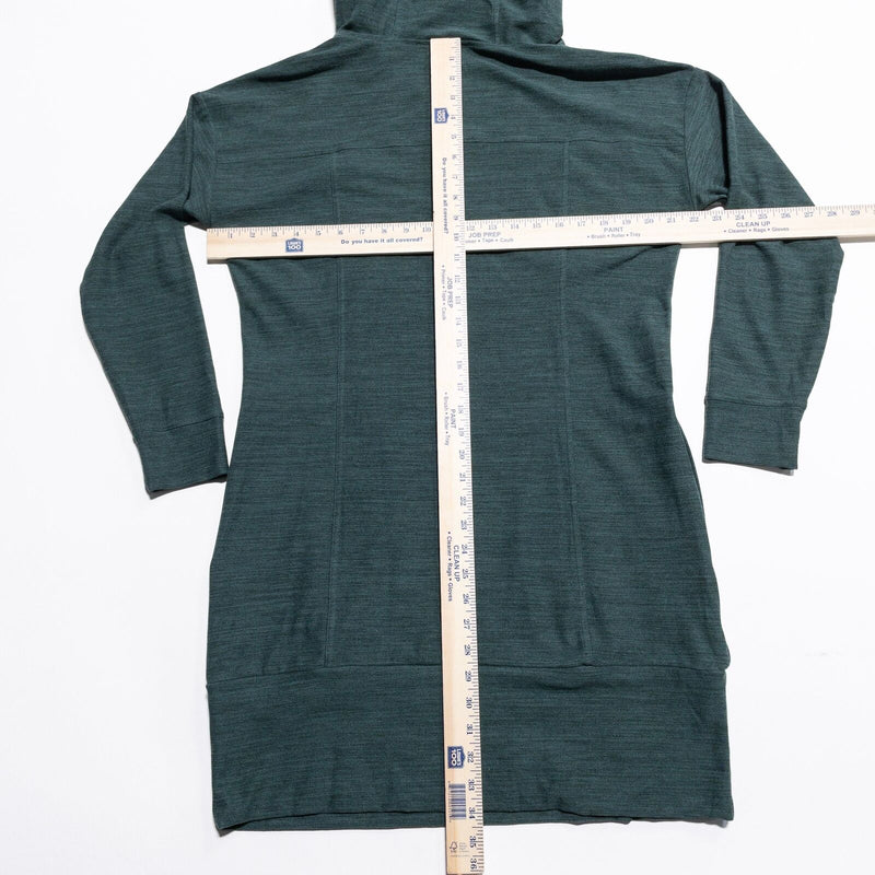 Toad&Co Hooded Dress Women's Large Green Long Sleeve Pockets Stretch